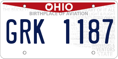 OH license plate GRK1187