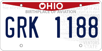 OH license plate GRK1188