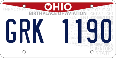 OH license plate GRK1190