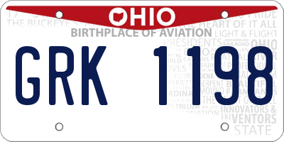 OH license plate GRK1198