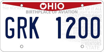 OH license plate GRK1200