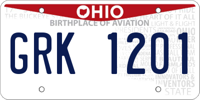 OH license plate GRK1201