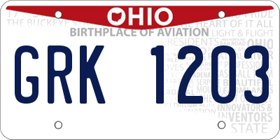 OH license plate GRK1203
