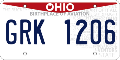 OH license plate GRK1206