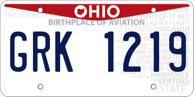 OH license plate GRK1219