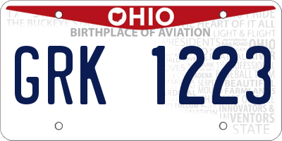 OH license plate GRK1223