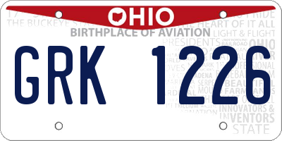 OH license plate GRK1226