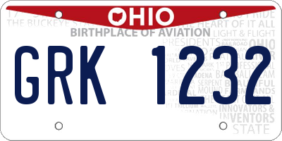 OH license plate GRK1232