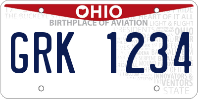 OH license plate GRK1234