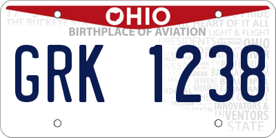 OH license plate GRK1238
