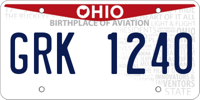 OH license plate GRK1240