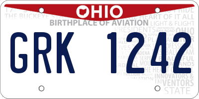 OH license plate GRK1242
