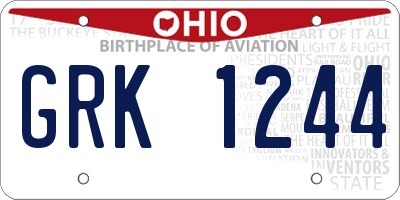 OH license plate GRK1244