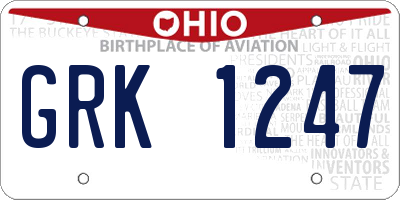 OH license plate GRK1247