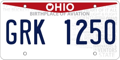OH license plate GRK1250