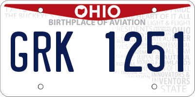 OH license plate GRK1251