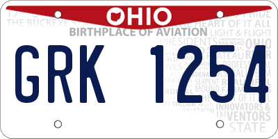 OH license plate GRK1254