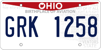 OH license plate GRK1258