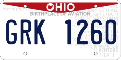 OH license plate GRK1260