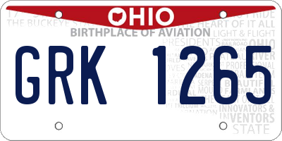 OH license plate GRK1265