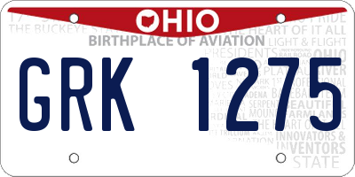 OH license plate GRK1275
