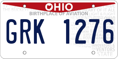 OH license plate GRK1276