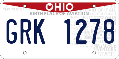 OH license plate GRK1278