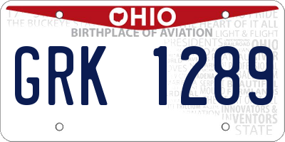 OH license plate GRK1289