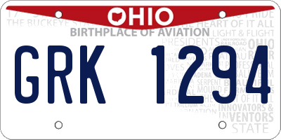 OH license plate GRK1294