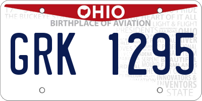 OH license plate GRK1295