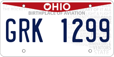OH license plate GRK1299