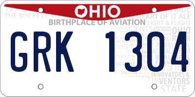 OH license plate GRK1304