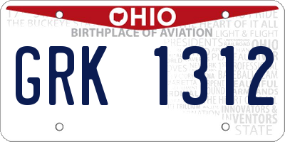 OH license plate GRK1312