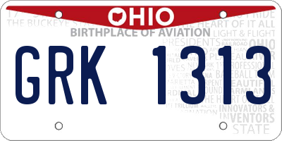 OH license plate GRK1313