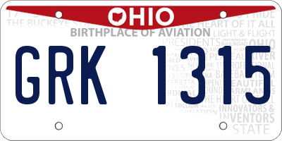 OH license plate GRK1315