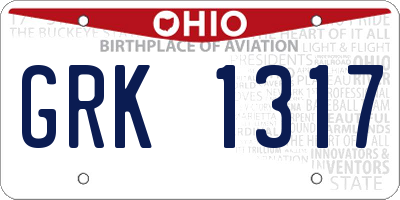 OH license plate GRK1317