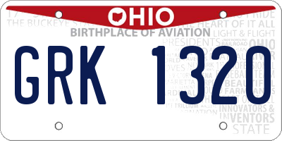OH license plate GRK1320