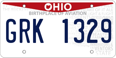OH license plate GRK1329
