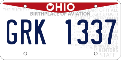 OH license plate GRK1337