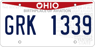 OH license plate GRK1339