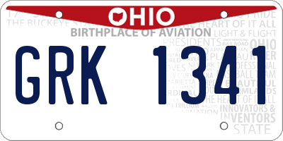 OH license plate GRK1341