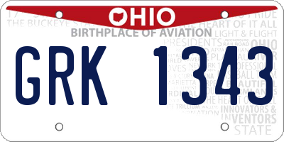 OH license plate GRK1343
