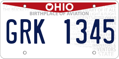 OH license plate GRK1345
