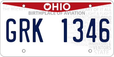 OH license plate GRK1346