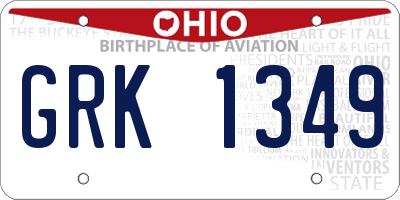 OH license plate GRK1349