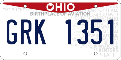 OH license plate GRK1351