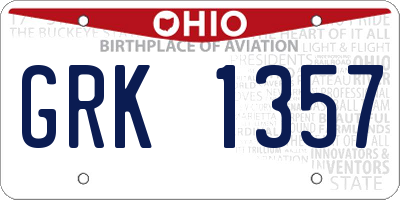 OH license plate GRK1357