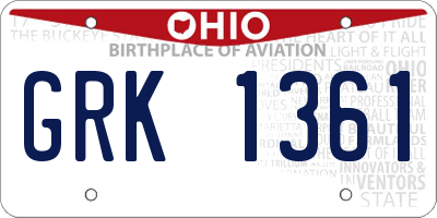 OH license plate GRK1361