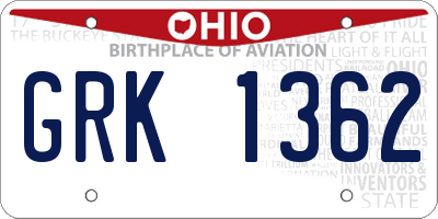OH license plate GRK1362