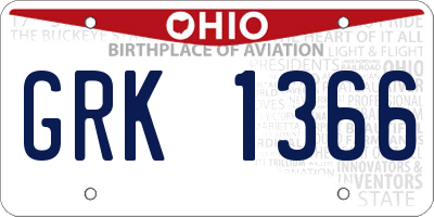 OH license plate GRK1366